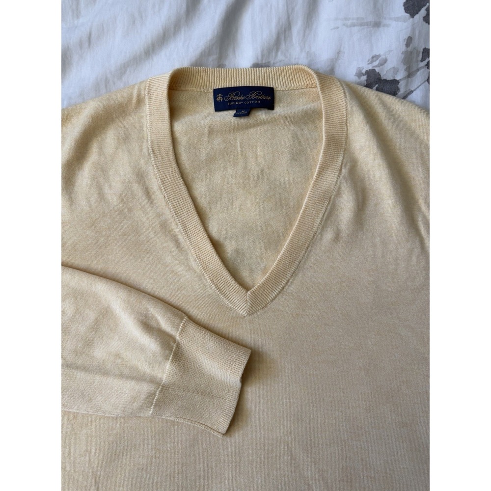 Brooks Brothers Pullover Long Sleeve V-Neck Sweater Shirt Supima Cotton Knit